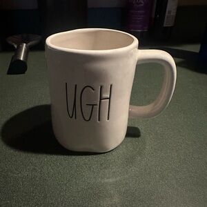 White Ceramic Mug with 'UGH' Text